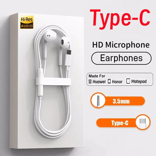 Original Headphones For Type C 3.5mm Xiaomi Mi 15 14 13 Redmi K70 K60 K40 Note 12 11 Pro Huawei Mate Samsung S23 Wired Earphones