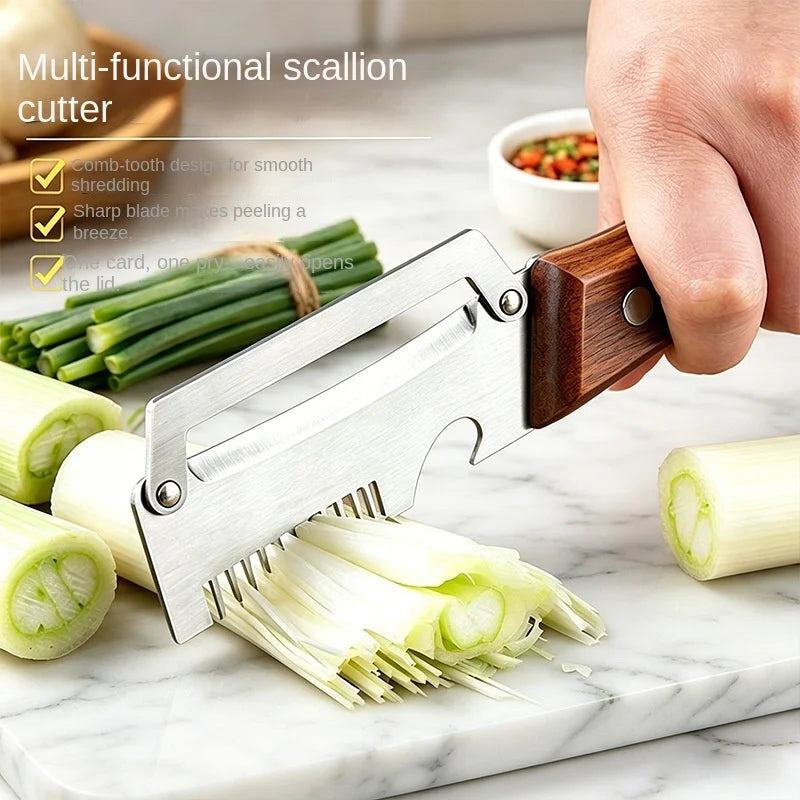 Multifunctional Vegetable Peeler 3-in-1, Julienne Peeler, Fruit Peeler Knife with Ergonomic Wood Handle, Stainless Steel Blade for Efficient Peeling, Grating & Slicing