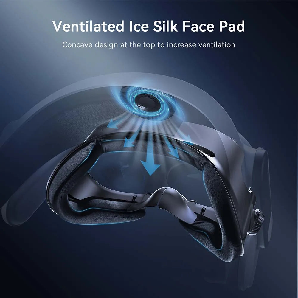 AMVR FC4A PU Leather Face Mask Cover for Meta Oculus Quest 3 Facial Interface Multi-Vent Ice Silk Face Pad for Halo Head Strap