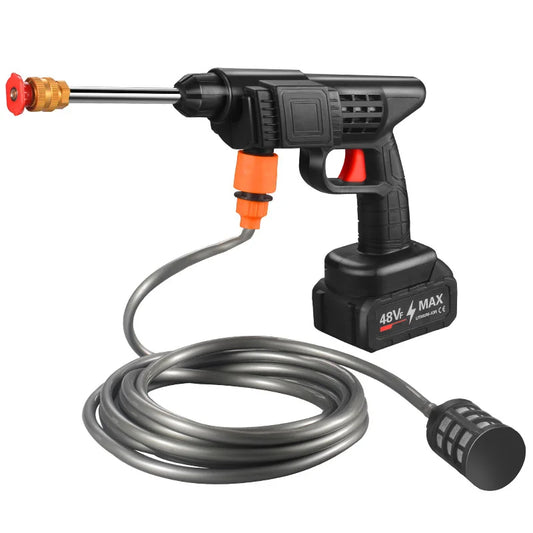 Automatic Cordless Car Wash Spray Gun | 48V High Pressure Lithium Battery | Wireless Foam Jet Washer (Single Battery)