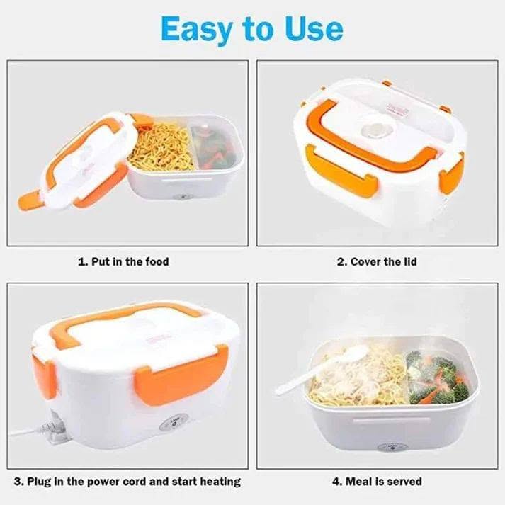 Electric Lunch Box Food Warmer 40W Portable Heated Tiffin Box for Office Leak Proof Stainless Steel Container
