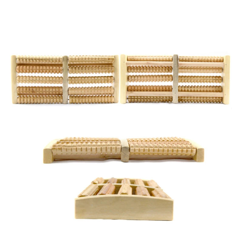 Dual Wooden Foot Feet Massager Roller Relieves Plantar Fasciitis Heel Arch Pain Stress Relief & Relaxation Gift Tool Product