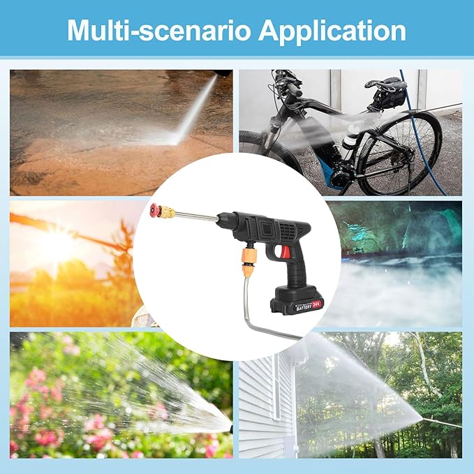 Automatic Cordless Car Wash Spray Gun | 48V High Pressure Lithium Battery | Wireless Foam Jet Washer (Single Battery)